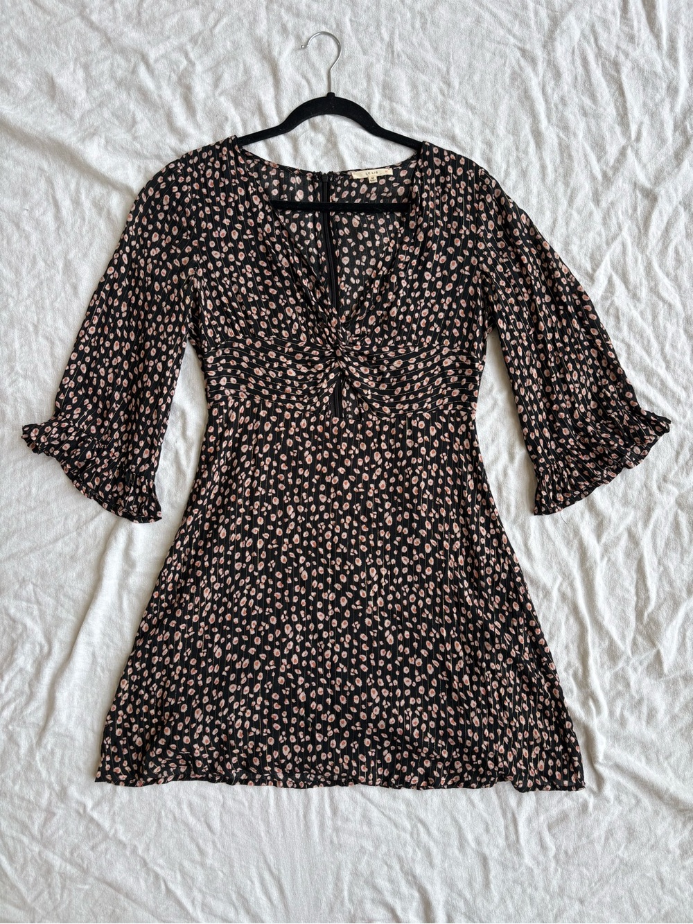 Black Floral Cut Out Mini Dress